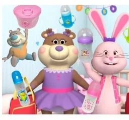Flores Foami: Cartoon bear, bunny, and baby bottles