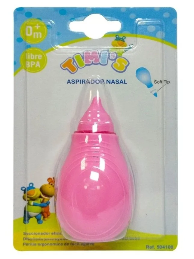 Pink Timi's nasal aspirator for babies, soft tip, BPA free