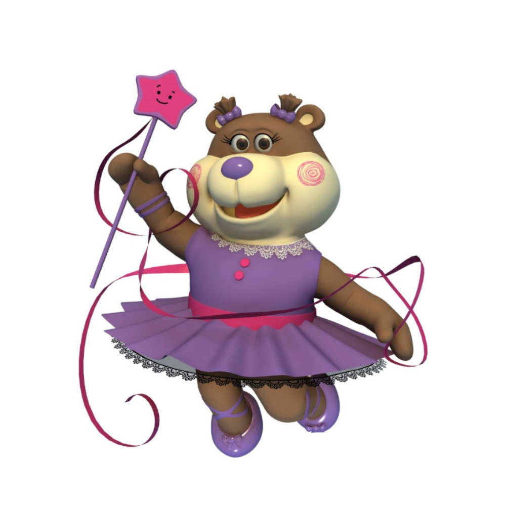 Cute foami bear ballerina dancing with a magic wand