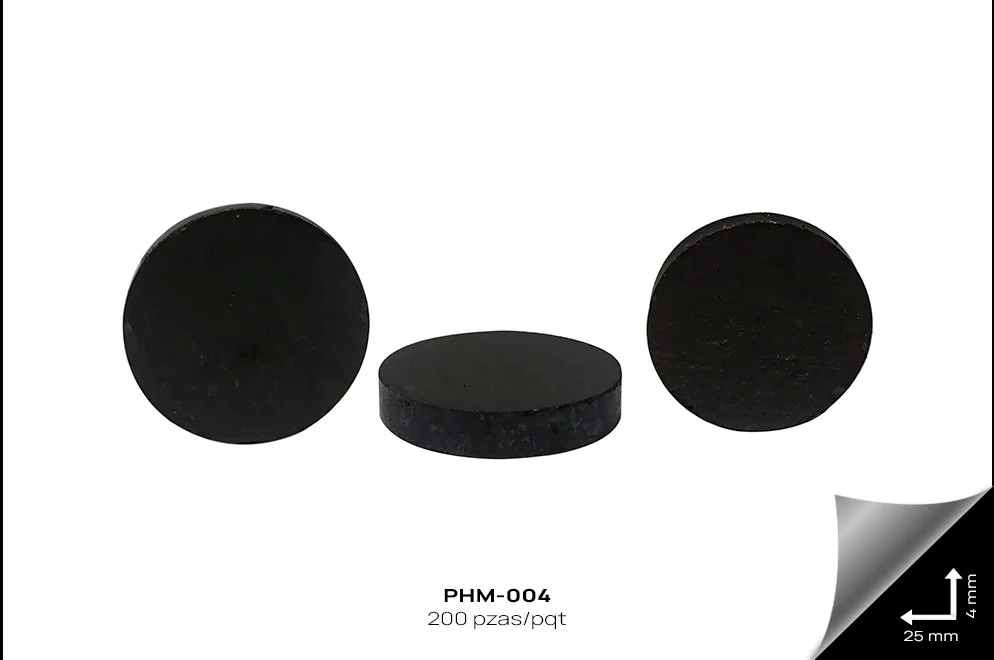 PHM-004 black magnets, 25mm diameter, 4mm thickness, 200 pieces per package